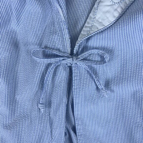 Vintage 90s Eileen West Stripe Cotton Robe S | Cottagecore Sleepwear USA Dress - Picture 7 of 11